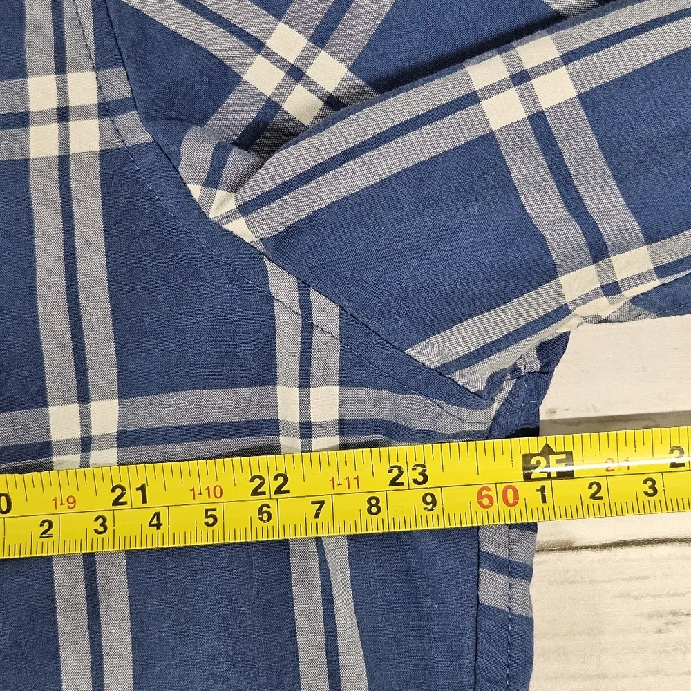 J.Crew Slim Fit Button Down Long Sleeve Shirt XL Blue Plaid Cotton Shirting